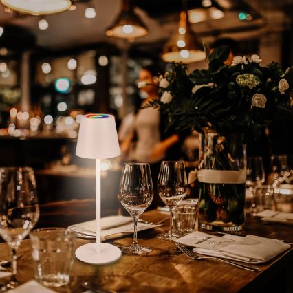 Briloner 7517016 - LED RGBW ρυθμιζόμενη επαναφορτιζόμενη εξωτερική επιτραπέζια λάμπα CILANO LED/3W/5V IP44 2000 mAh λευκή