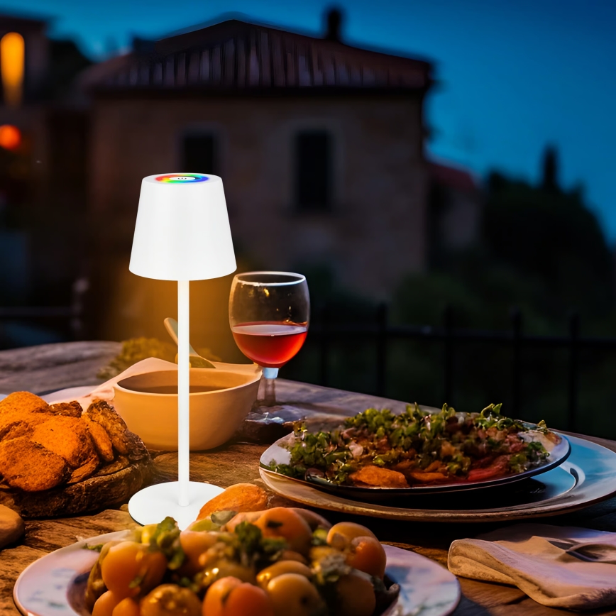 Briloner 7517016 - LED RGBW ρυθμιζόμενη επαναφορτιζόμενη εξωτερική επιτραπέζια λάμπα CILANO LED/3W/5V IP44 2000 mAh λευκή