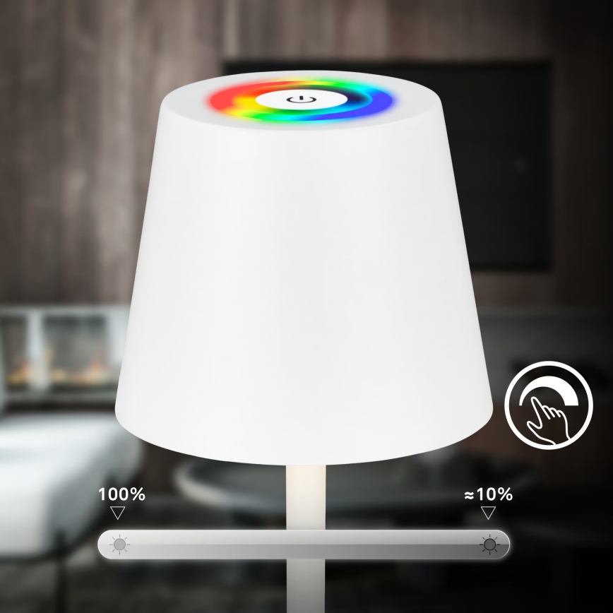 Briloner 7517016 - LED RGBW ρυθμιζόμενη επαναφορτιζόμενη εξωτερική επιτραπέζια λάμπα CILANO LED/3W/5V IP44 2000 mAh λευκή