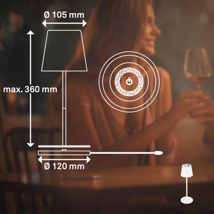 Briloner 7517016 - LED RGBW ρυθμιζόμενη επαναφορτιζόμενη εξωτερική επιτραπέζια λάμπα CILANO LED/3W/5V IP44 2000 mAh λευκή