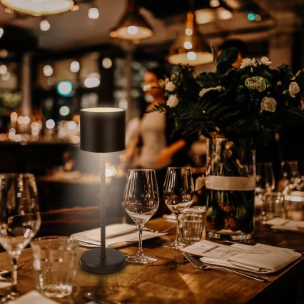 Briloner 7521015 - Ρυθμιζόμενο επαναφορτιζόμενο υπαίθριο επιτραπέζιο φωτιστικό SIGO LED, 2,5W/5V, IP44, 2600 mAh, μαύρο