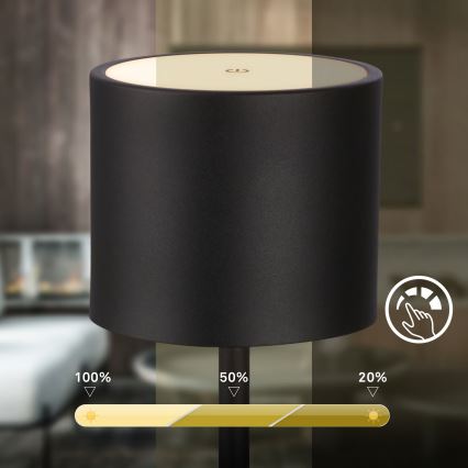 Briloner 7521015 - Ρυθμιζόμενο επαναφορτιζόμενο υπαίθριο επιτραπέζιο φωτιστικό SIGO LED, 2,5W/5V, IP44, 2600 mAh, μαύρο