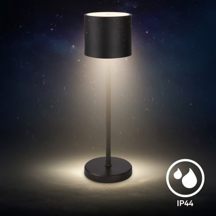 Briloner 7521015 - Ρυθμιζόμενο επαναφορτιζόμενο υπαίθριο επιτραπέζιο φωτιστικό SIGO LED, 2,5W/5V, IP44, 2600 mAh, μαύρο