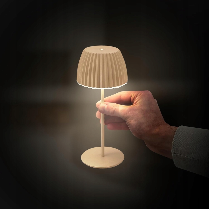 Briloner 7552-011 - LED ρυθμιζόμενο επαναφορτιζόμενο επιτραπέζιο φωτιστικό εξωτερικού χώρου με λειτουργία αφής MINI LED/1,5W/5V IP44 1800 mAh μπεζ