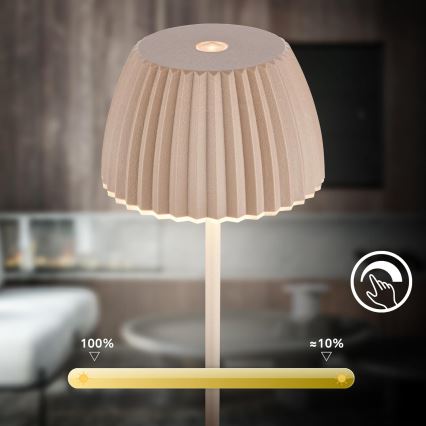 Briloner 7552-011 - LED ρυθμιζόμενο επαναφορτιζόμενο επιτραπέζιο φωτιστικό εξωτερικού χώρου με λειτουργία αφής MINI LED/1,5W/5V IP44 1800 mAh μπεζ