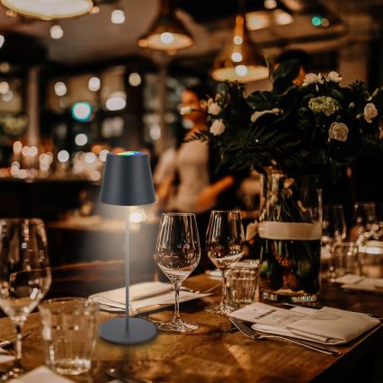 Briloner 7559015 - Επιτραπέζιο εξωτερικό επαναφορτιζόμενο φωτιστικό LED RGB με ρύθμιση φωτεινότητας COLORIS LED/3,5W/5V IP44 2000 mAh ανθρακί Wi-Fi Tuya