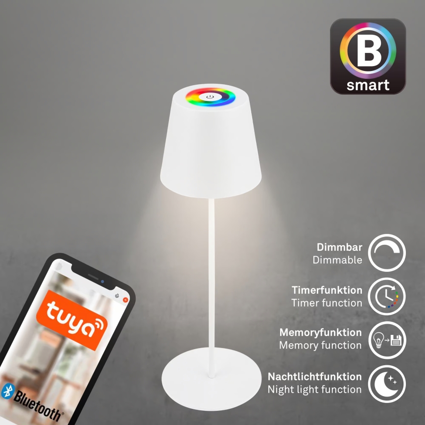 Briloner 7559016 - LED RGB ρυθμιζόμενη επαναφορτιζόμενη εξωτερική επιτραπέζια λάμπα COLORIS LED/3,5W/5V IP44 2000 mAh Wi-Fi Tuya