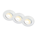 Briloner 7586036 - Σετ 3x LED εντοιχισμένο φωτιστικό οροφής για μπάνιο KLIRA LED/4,9W/230V 2500/3000/4000K IP23 λευκό