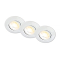 Briloner 7586036 - Σετ 3x LED χωνευτό φωτιστικό οροφής για μπάνιο KLIRA 1xLED/4,9W/230V 2500/3000/4000K IP23 λευκό