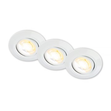 Briloner 7586036 - Σετ 3x LED χωνευτό φωτιστικό οροφής για μπάνιο KLIRA 1xLED/4,9W/230V 2500/3000/4000K IP23 λευκό