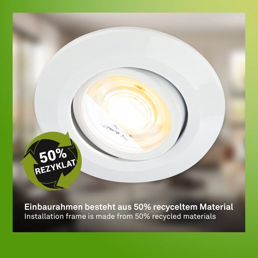 Briloner 7586036 - Σετ 3x LED χωνευτό φωτιστικό οροφής για μπάνιο KLIRA 1xLED/4,9W/230V 2500/3000/4000K IP23 λευκό