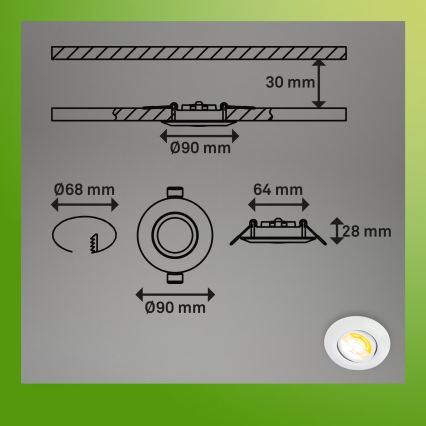Briloner 7586036 - Σετ 3x LED εντοιχισμένο φωτιστικό οροφής για μπάνιο KLIRA LED/4,9W/230V 2500/3000/4000K IP23 λευκό