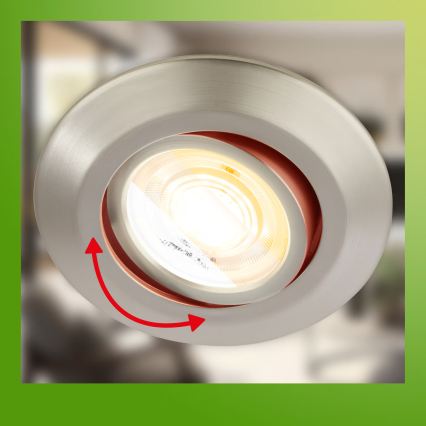 Briloner 7587032 - ΣΕΤ 3x ρυθμιζόμενων εντοιχισμένων LED φωτιστικών μπάνιου KLIRA 1xLED/4,9W/230V 2500/3000/4000K IP23 ματ χρώμιο