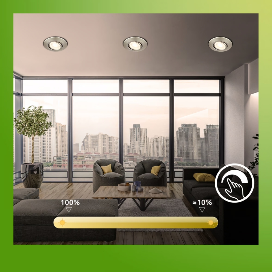 Briloner 7587032 - Σετ 3x ρυθμιζόμενα εντοιχισμένα φωτιστικά μπάνιου KLIRA LED/4,9W/230V 2500/3000/4000K IP23 ματ χρώμιο