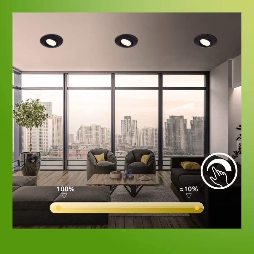 Briloner 7587035 - Σετ 3x ρυθμιζόμενα LED εντοιχισμένα φωτιστικά μπάνιου KLIRA LED/4,9W/230V 2500/3000/4000K IP23 μαύρα