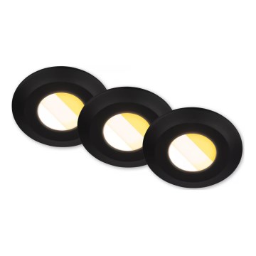 Briloner 7588035 - Σετ 3x χωνευτά LED φωτιστικά οροφής για μπάνιο KLIRA LED/4,9W/230V 2500/3000/4000K IP44 μαύρο