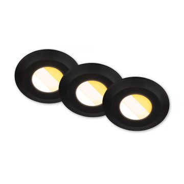 Briloner 7589035 - ΣΕΤ 3xLED Ρυθμιζόμενα χωνευτά φωτιστικά μπάνιου KLIRA 1xLED/4,9W/230V 2500/3000/4000K IP44 μαύρα