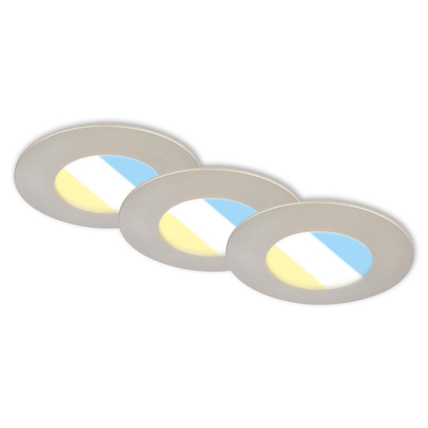 Briloner 7598032 - ΣΕΤ 3x Χωνευτό Φωτιστικό μπάνιου LED LED/4,9W/230V IP44 2700/4000/6500K ματ χρώμιο