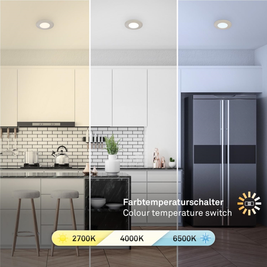 Briloner 7598032 - ΣΕΤ 3x Χωνευτό Φωτιστικό μπάνιου LED LED/4,9W/230V IP44 2700/4000/6500K ματ χρώμιο