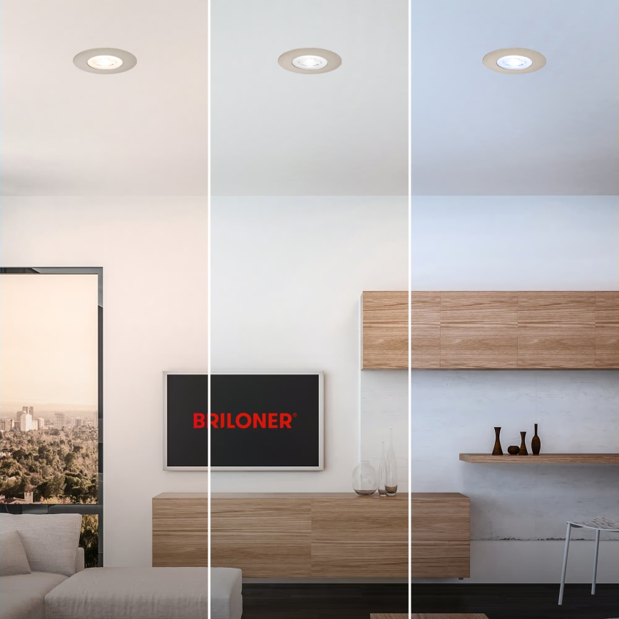 Briloner 7605032 - ΣΕΤ 3xLED χωνευτά φωτιστικά μπάνιου 3xLED/4,9W/230V 2700/4000/6500K IP44 ματ χρώμιο