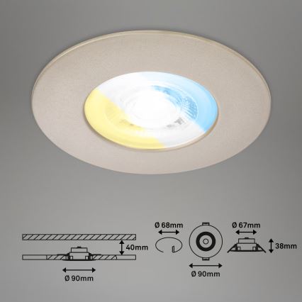 Briloner 7605032 - Σετ 3x LED χωνευτά φωτιστικά οροφής για μπάνιο LED/4,9W/230V 2700/4000/6500K IP44 ματ χρώμιο