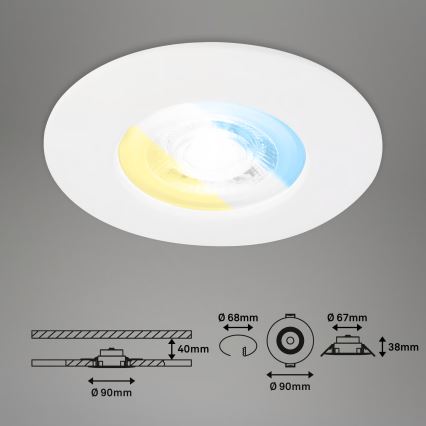 Briloner 7605036 - ΣΕΤ 3xLED εντοιχισμένα φωτιστικά οροφής για μπάνιο LED/4,9W/230V 2700/4000/6500K IP44 λευκό