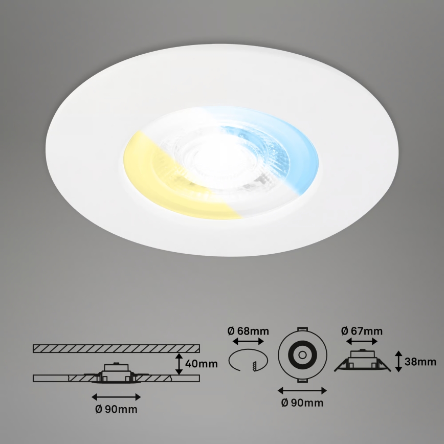 Briloner 7605036 - ΣΕΤ 3xLED εντοιχισμένα φωτιστικά οροφής για μπάνιο LED/4,9W/230V 2700/4000/6500K IP44 λευκό