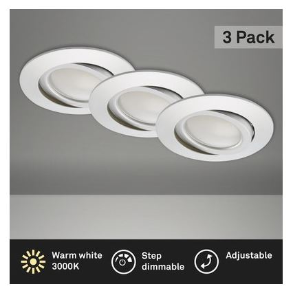 Briloner 8309-039 - ΣΕΤ 3x LED Dimmable χωνευτό φωτιστικό μπάνιου LED/5W/230V IP23