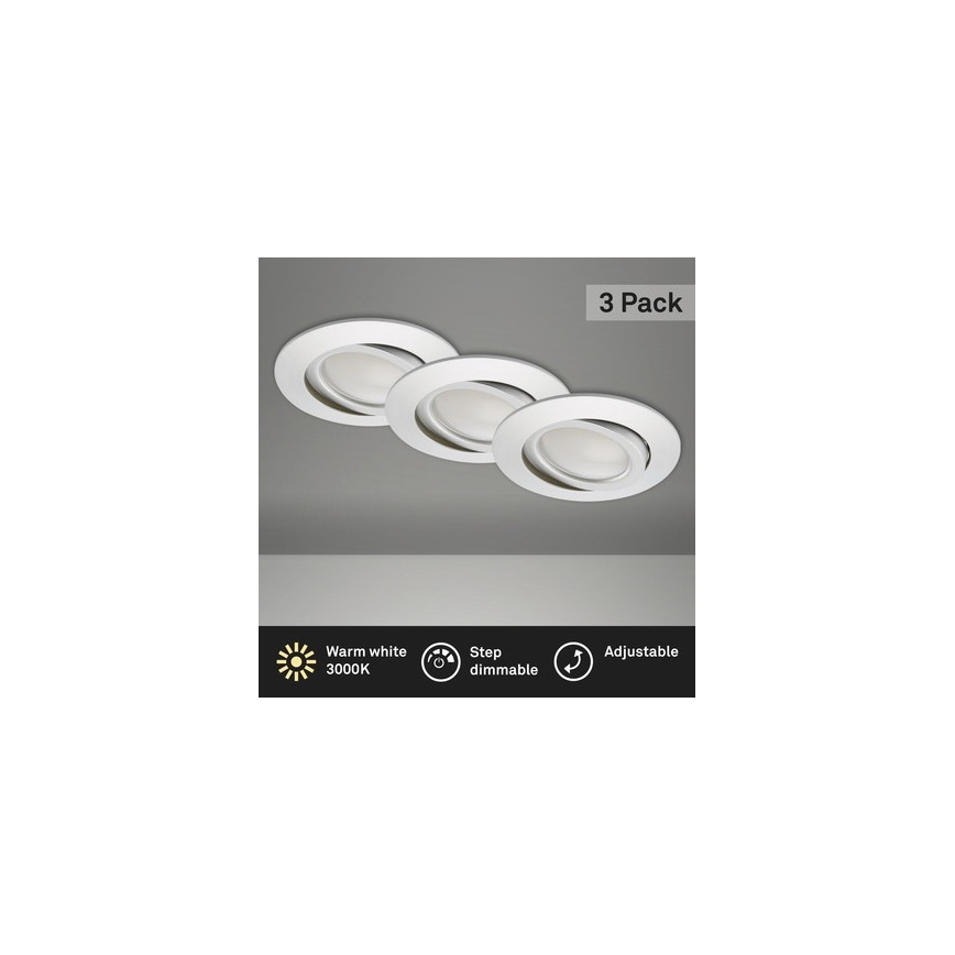 Briloner 8309-039 - ΣΕΤ 3x LED Dimmable χωνευτό φωτιστικό μπάνιου LED/5W/230V IP23