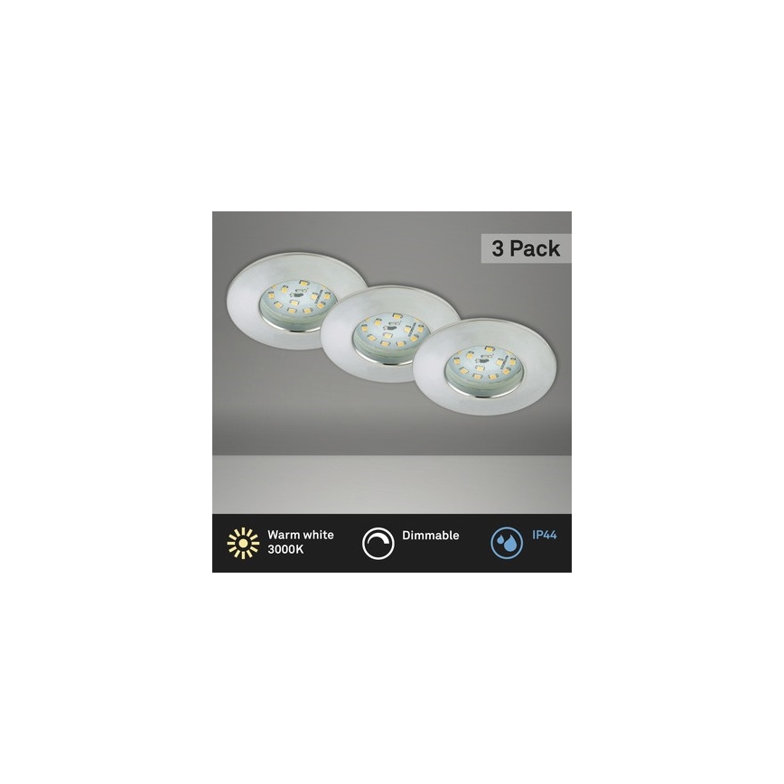 Briloner 8316-039-ΣΕΤ 3x LED Dimmable χωνευτό φωτιστικό μπάνιου LED/5,5W/230V IP44