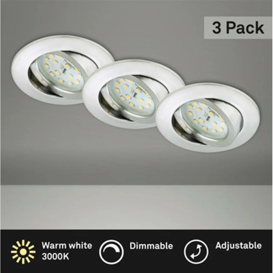 Briloner 8317-039-ΣΕΤ 3x LED Dimmable χωνευτό φωτιστικό μπάνιου LED/5,5W/230V IP23