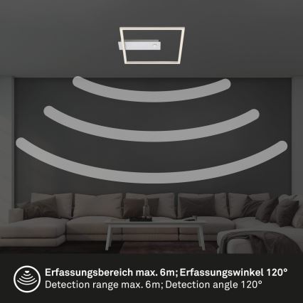 Briloner - LED φωτιστικό οροφής με αισθητήρα κίνησης και λυκόφωτος FRAME LED/14W/230V 3000K 30x32 cm ματ χρώμιο