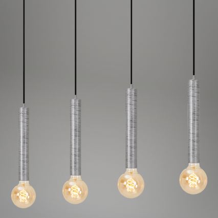 Briloner - Κρεμαστό φωτιστικό οροφής LONGA 4xE27/60W/230V ασημί