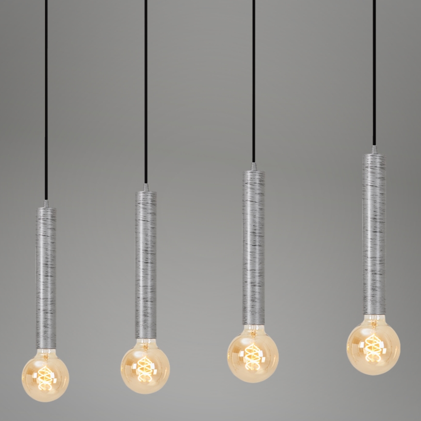 Briloner - Κρεμαστό φωτιστικό οροφής LONGA 4xE27/60W/230V ασημί
