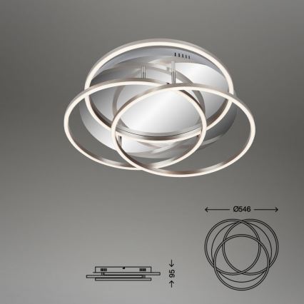 Briloner - LED Dimmable φωτιστικό οροφής FRAMES LED/60W/230V γυαλιστερό χρώμιο