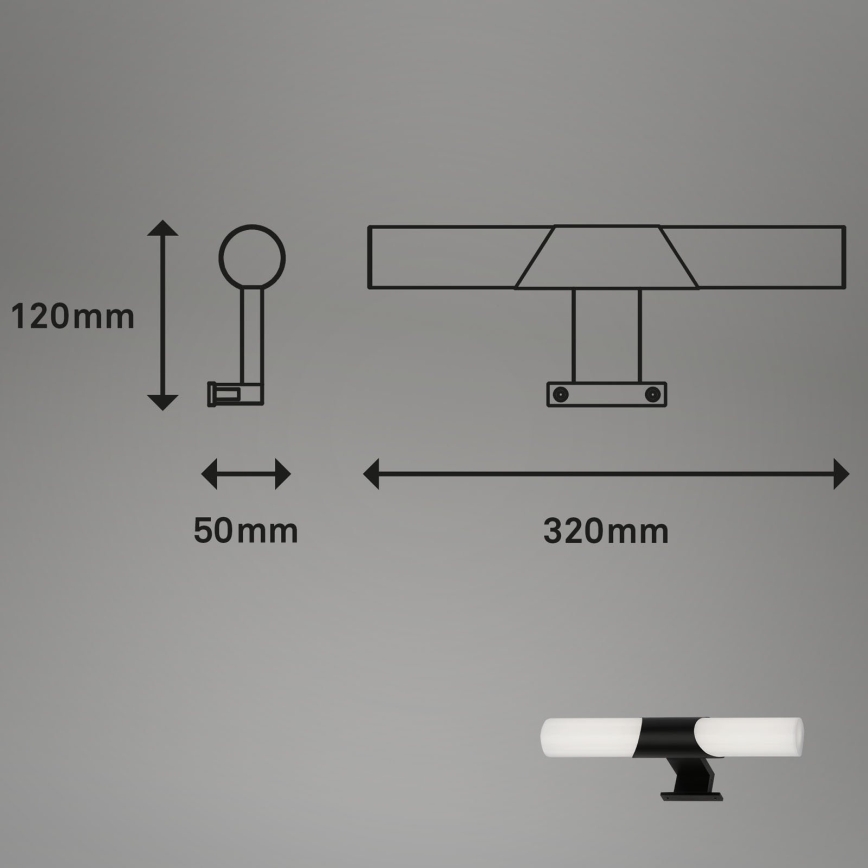 Briloner - LED Φωτιστικό καθρέφτη μπάνιου LED/7W/230V 4000K IP44 32 cm μαύρο
