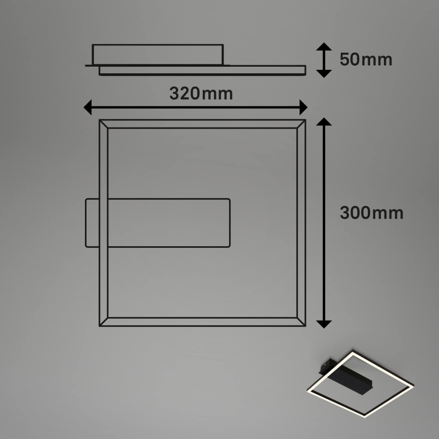Briloner - LED φωτιστικό οροφής FRAME LED/14W/230V 3000K 30x32 cm μαύρο