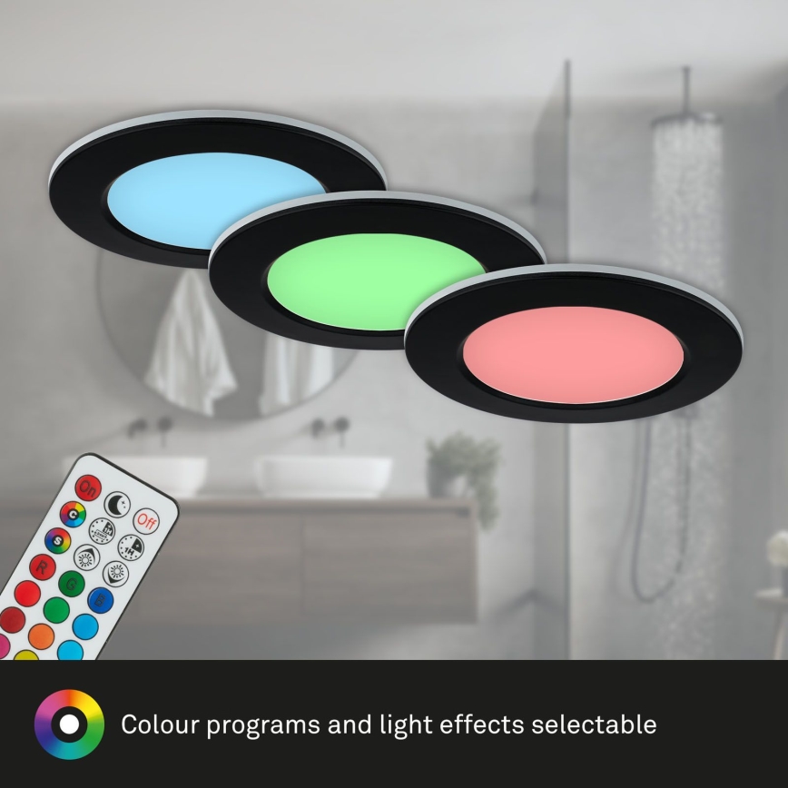 Briloner - ΣΕΤ 3x LED RGBW Κρεμαστό φωτιστικό οροφής μπάνιου dimmimg LED/4,8W/230V 3000-6500K IP65 + τηλεχειριστήριο