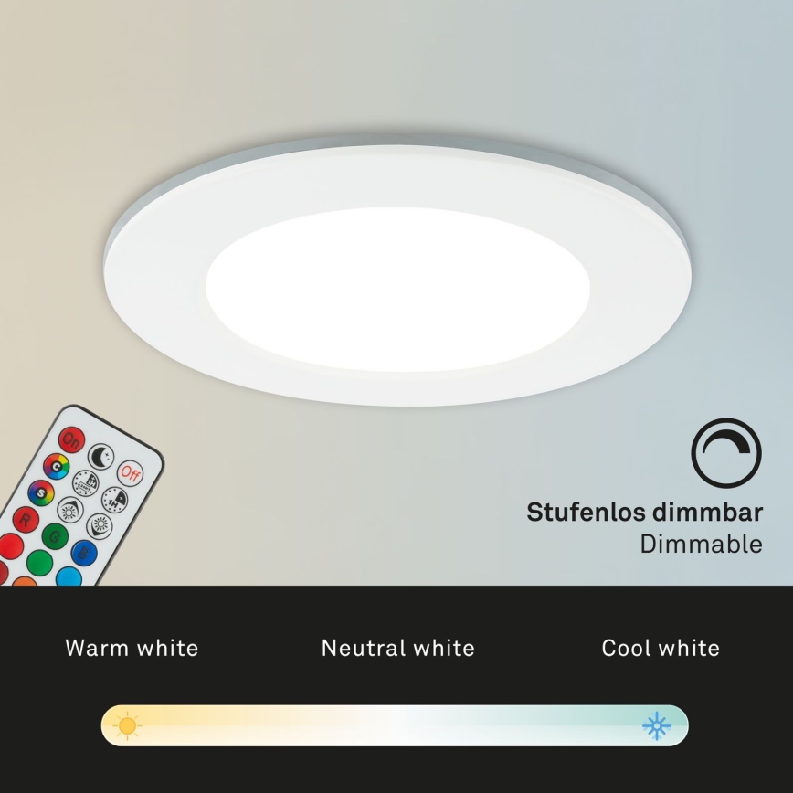 Briloner - Σετ 3x RGBW LED Ρυθμιζόμενα φωτιστικά οροφής για μπάνιο LED/4,8W/230V 3000-6500K IP65 + τηλεχειριστήριο