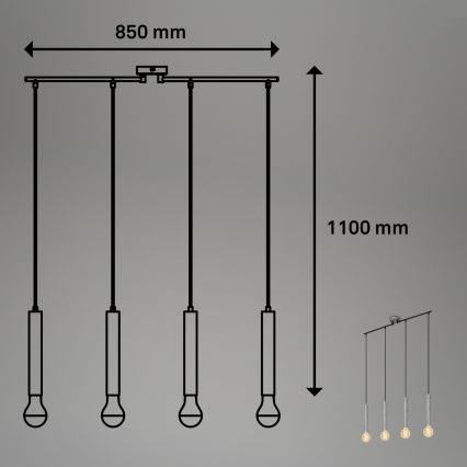 Briloner - Κρεμαστό φωτιστικό οροφής LONGA 4xE27/60W/230V ασημί