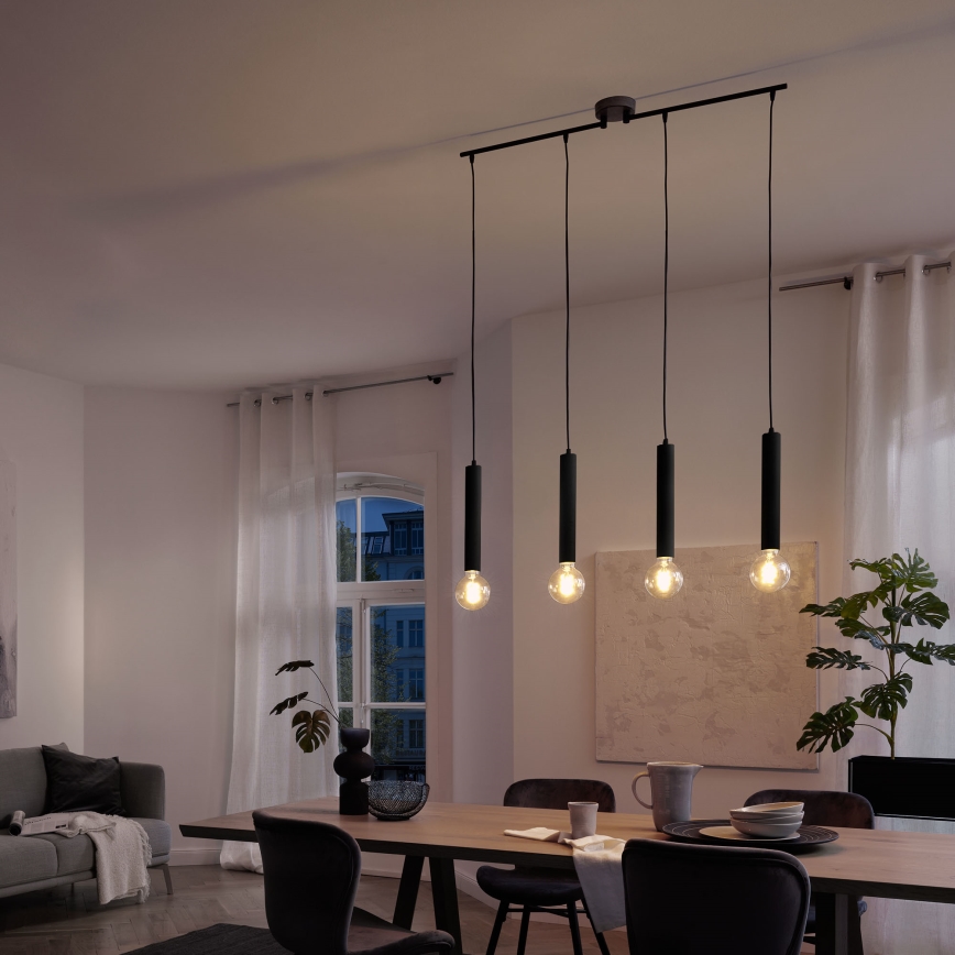 Briloner - Κρεμαστό φωτιστικό οροφής LONGA 4xE27/60W/230V μαύρο