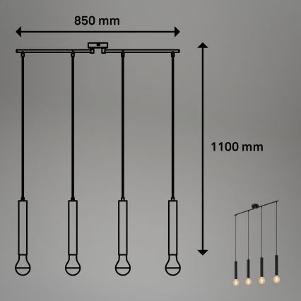 Briloner - Κρεμαστό φωτιστικό οροφής LONGA 4xE27/60W/230V μαύρο