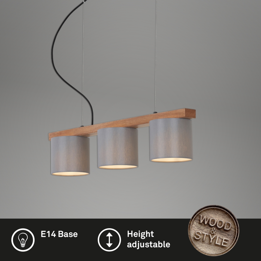 Briloner - Κρεμαστό φωτιστικό οροφής RHON 3xE14/25W/230V καουτσουκόδεντρο