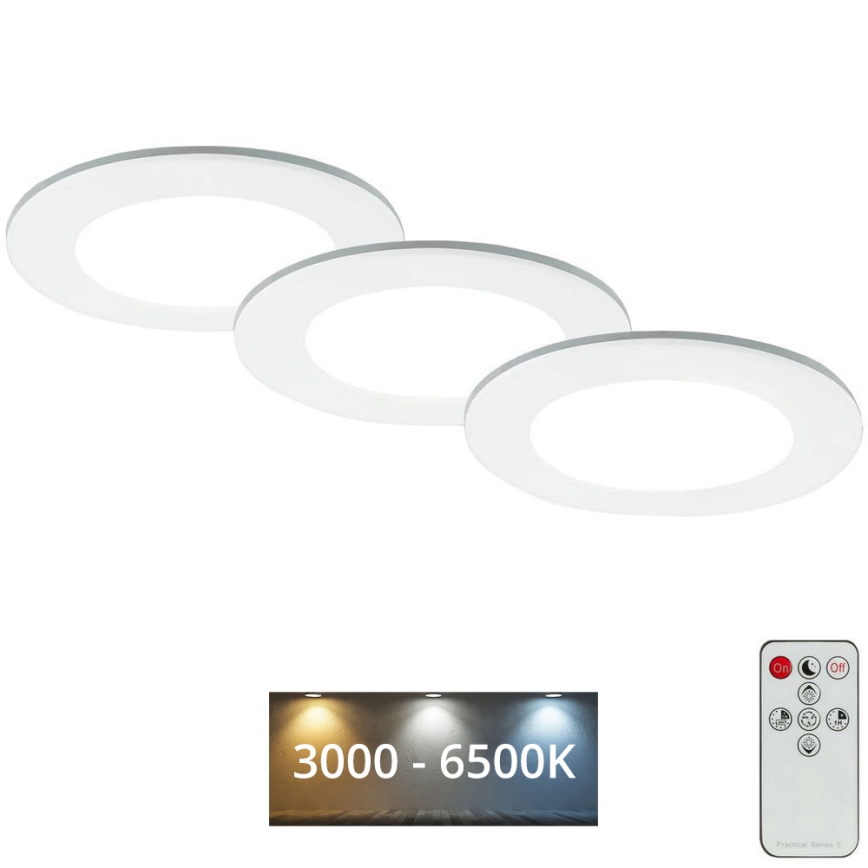 Briloner - ΣΕΤ 3x LED Dimmable χωνευτό φωτιστικό μπάνιου LED/4,8W/230V 3000-6500K IP44 + τηλεχειριστήριο