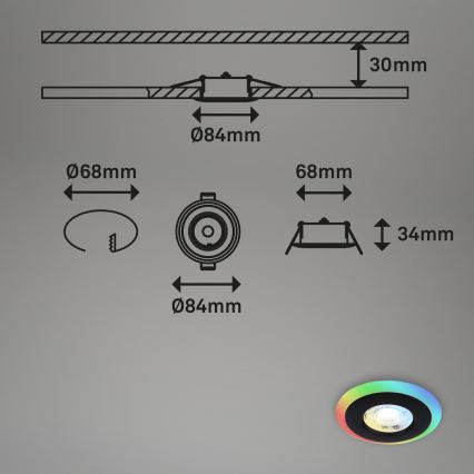 Briloner - ΣΕΤ 3x LED RGBW Κρεμαστό φωτιστικό οροφής μπάνιου dimmimg LED/5W/230V 3000-6500K IP44 + τηλεχειριστήριο