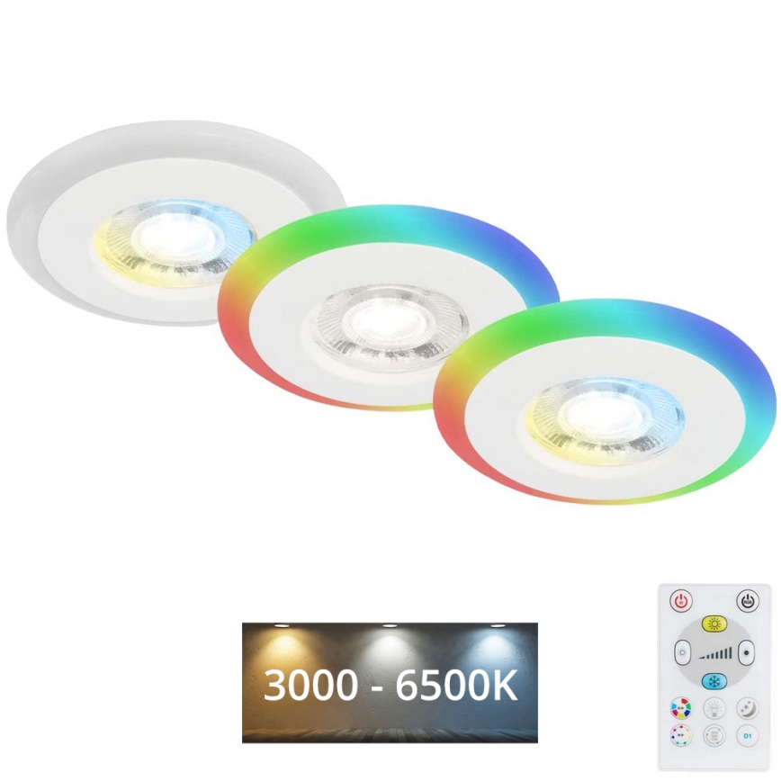 Briloner - ΣΕΤ 3x LED RGBW Κρεμαστό φωτιστικό οροφής μπάνιου dimmimg LED/5W/230V 3000-6500K IP44 + τηλεχειριστήριο