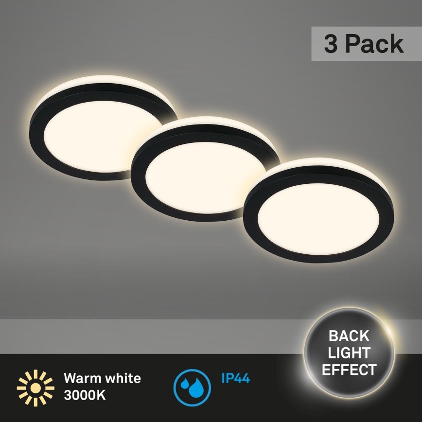 Briloner - ΣΕΤ 3x Κρεμαστό φωτιστικό οροφής μπάνιου LED LED/3W/230V IP44