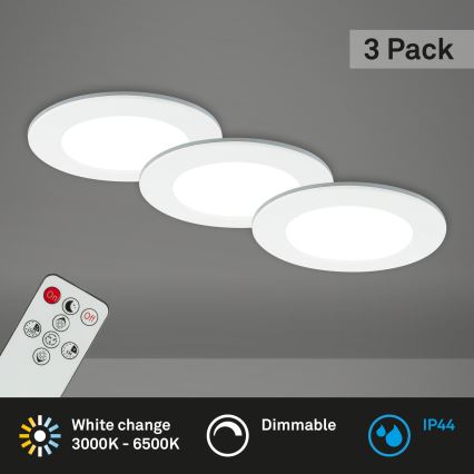 Briloner - ΣΕΤ 3x LED Dimmable χωνευτό φωτιστικό μπάνιου LED/4,8W/230V 3000-6500K IP44 + τηλεχειριστήριο