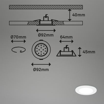 Briloner - ΣΕΤ 3x LED Dimmable χωνευτό φωτιστικό μπάνιου LED/4,8W/230V 3000-6500K IP44 + τηλεχειριστήριο