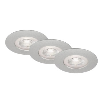 Briloner- ΣΕΤ 3x Κρεμαστό φωτιστικό οροφής μπάνιου LED LED/4,9W/230V IP44 ασήμι